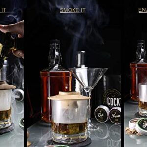 Cocktail Smoker Kit | Old Fashioned, Whiskey, Bourbon Cocktail Smoker Kit with Torch, Ice Stones, and Four Flavors of Wood Chips | Gift for Birthdays/Father's Day/Christmas. (No Butane)