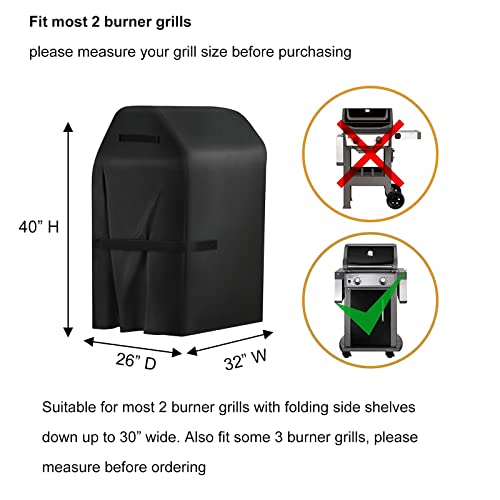 Samhe BBQ Grill Cover, 32-Inch Heavy Duty Waterproof UV Resistant Tear Resistant BBQ Gas Grill Cover for Nexgrill Brinkmann Weber Char-Broil