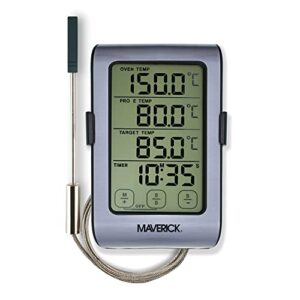 maverick et-851 dual sensor oven meat thermometer | touch screen digital cooking grilling smoker bbq meat probe thermometer timer