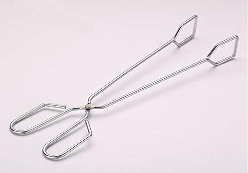 JAHH 1PC 25 30 35CM Bread Meat Vegetable Clamp Tong Stainless Steel BBQ Barbecue Grilling Tong Outdoor Charcoal Scissor Tongs (Color : Small)