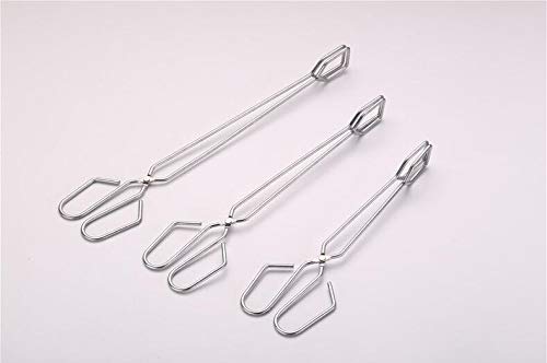 JAHH 1PC 25 30 35CM Bread Meat Vegetable Clamp Tong Stainless Steel BBQ Barbecue Grilling Tong Outdoor Charcoal Scissor Tongs (Color : Small)