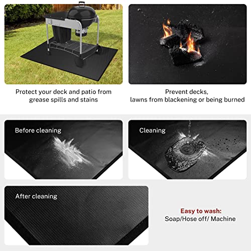 PatioGem Large 60X42 inches Fireproof Under Grill mats for Outdoor Grill,BBQ Grill mats,for Indoor Charcoal,Fireplace mat, Fire Pit Mat, Smokers pad,Oil-Proof and Water-Proof for Deck,Patio Protector