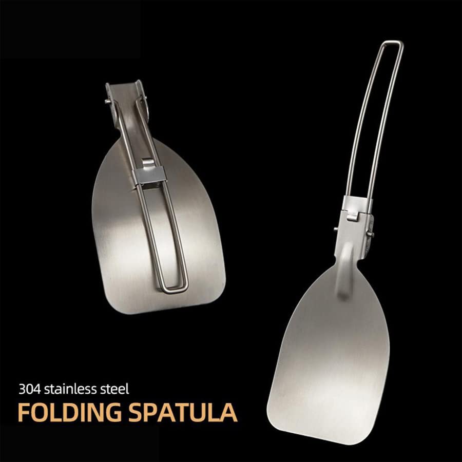 ARFUKA Spatula Metal Folding Spatula Food Turner Spatula Stainless Steel Outdoor Cooking Accessories Picnic Equipment for Hiking Picnic and Camping