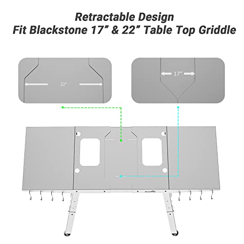 Stanbroil Universal Griddle Stand for Blackstone 17" or 22" Table Top Grill, Stainless Steel Griddle Table with Adjustable Legs and Shelf, Silver