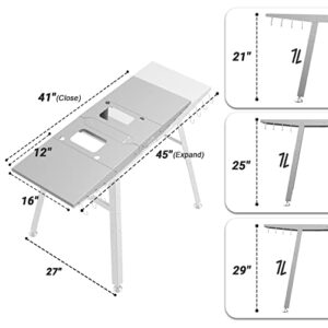 Stanbroil Universal Griddle Stand for Blackstone 17" or 22" Table Top Grill, Stainless Steel Griddle Table with Adjustable Legs and Shelf, Silver