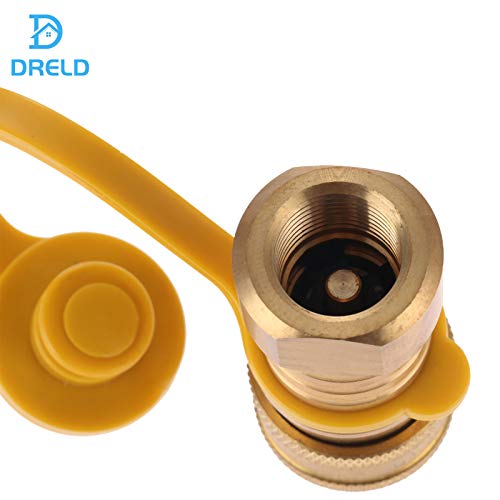 DRELD 3/8 Inch Natural Gas Quick Connect Fittings, LP Gas Propane Hose Quick Disconnect Kit, 3/8” Male Pipe NPT Thread x 3/8” Female Pipe Thread Natural and Propane Gas Hose Plug Solid Brass