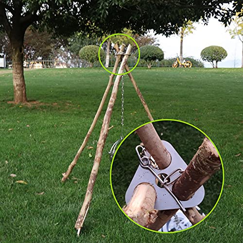 UFURMATE Camping Tripod Grill Board Kit, Stainless Steel Campfire Support Plate with Adjustable Chain Portable Campfire Tripod Cooking Accessory Outdoor Campfire Tripod Pot Holder Support Plate