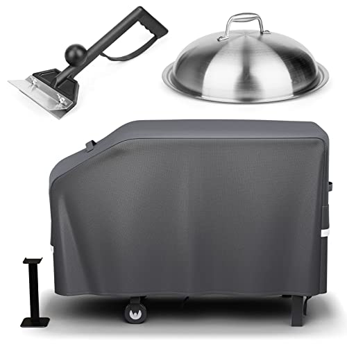 Uniflasy Griddle Cover for Blackstone 28'' Griddle Without Hood,for Most 2 Burner Flat Top Grill Griddle, Heavy Duty 600D Polyester Grilling Cover with Support Pole & Stainless Steel Melting Dome Lid