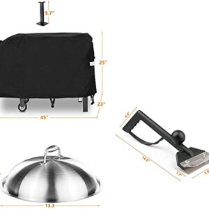 Uniflasy Griddle Cover for Blackstone 28'' Griddle Without Hood,for Most 2 Burner Flat Top Grill Griddle, Heavy Duty 600D Polyester Grilling Cover with Support Pole & Stainless Steel Melting Dome Lid