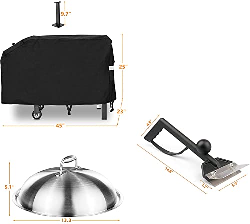 Uniflasy Griddle Cover for Blackstone 28'' Griddle Without Hood,for Most 2 Burner Flat Top Grill Griddle, Heavy Duty 600D Polyester Grilling Cover with Support Pole & Stainless Steel Melting Dome Lid