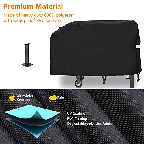 Uniflasy Griddle Cover for Blackstone 28'' Griddle Without Hood,for Most 2 Burner Flat Top Grill Griddle, Heavy Duty 600D Polyester Grilling Cover with Support Pole & Stainless Steel Melting Dome Lid