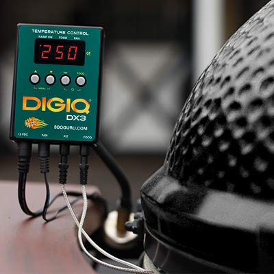 DigiQ DX3 BBQ Temperature Controller Green and Digital Meat Thermometer for Big Green Egg, Kamado Joe, Weber, and Ceramic Grills