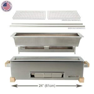 The Bincho Grill GR610S Yakitori Tabletop Charcoal Japanese Style Griller, Robata 24" Made in USA