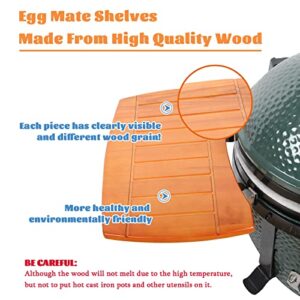 KAMaster Wooden Side Shelves for MiniMax Big Green Egg,Red Oak Wood Egg Mates Big Green Egg Accessories Egg Mates for The MiniMax Egg Side Tables Grill Parts Replacement Grill Smoker