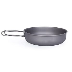 jahh titanium -light frying pan with folding handle outdoor camping skillet griddle tableware