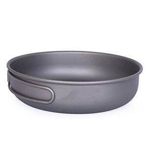JAHH Titanium -Light Frying Pan with Folding Handle Outdoor Camping Skillet Griddle Tableware
