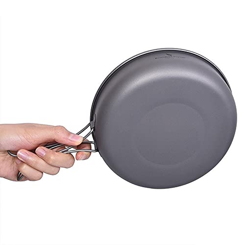 JAHH Titanium -Light Frying Pan with Folding Handle Outdoor Camping Skillet Griddle Tableware