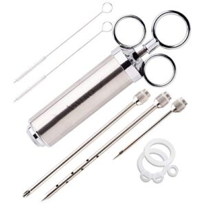 meat injector kit stainless steel food syringe & 3 marinades needles for bbq grill professional smoker seasoning culinary barbecue syringe & meat injectors for smoking