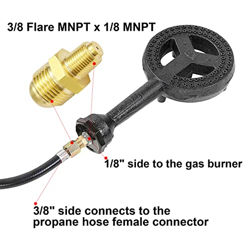 NQN 12 Foot 0-30 PSI High Pressure Adjustable Propane Regulator with Gauge 0~60PSI Gas Flow Indicator, Gas Cooker 3/8inch Female Flare Fitting, Stainless Steel Braided Hose and Gas Grill LP Regulator