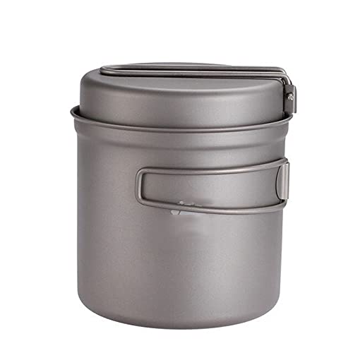 JAHH Titanium Pan Pot Outdoor Camping Hiking Cookware Backpacking Cooking Picnic Bowl Pot Pan Set with Folded Handle