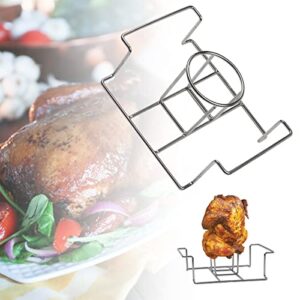 CA Mode Beer Can Chicken Roaster Rack Roasting Chicken Holder, Stainless Steel Turkey Roasting Stand Square Barbecue Cooking Vertical Rack Silicone Brush Accessories for Grill Oven BBQ