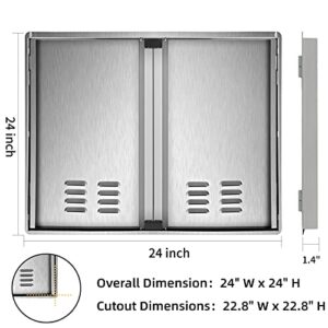 Marada Outdoor Kitchen Doors,304 Stainless Steel Access BBQ Doors with Vents All Brushed Stainless Steel Flush Mount Double Wall Door for BBQ Island & Grill,Outdoor Kitchen(24'" W x 24" H)