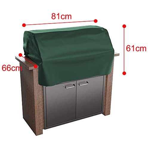 TJFU Built-in Grill Cover,BBQ Grill Cover Waterproof Outdoor Barbeque Grill Gas Top Cover for Napoleon, Coyote etc (32" L x 26" W x 24" H,Green)