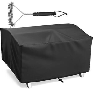 nupick 24 inch table top grill cover for cuisinart cgg-306, royal gourmet 24" griddle, nexgrill 820-0033, pit boss 75275 & pb100p1 & pb336gs and most 2-burner portable grills, come with grill brush