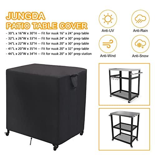 Jungda Outdoor Prep Cart Cover for Nuuk 16" x 24" Pizza Oven Table,Patio Grill Table Cover for Movable Dining Cart Table,Waterproof Outdoor Cart Cover - 30 X 16 X 30 Inch