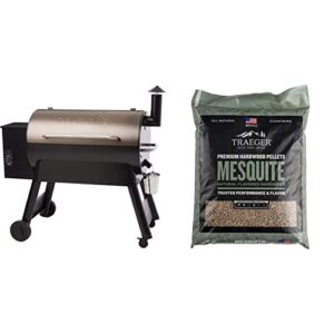 traeger grills pro series 34 electric wood pellet grill and smoker, bronze & grills mesquite 100% all-natural wood pellets for smokers and pellet grills, bbq, bake, roast, and grill, 20 lb. bag