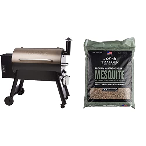 Traeger Grills Pro Series 34 Electric Wood Pellet Grill and Smoker, Bronze & Grills Mesquite 100% All-Natural Wood Pellets for Smokers and Pellet Grills, BBQ, Bake, Roast, and Grill, 20 lb. Bag