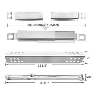 Rejekar Replacement Part for Charbroil Advantage Series 4 Burner 463240015, 463240115, 463343015, Repair Kit Stainless Grill Heat Tent Shield Plate, Pipe Burners, Adjust Carryover Tube & Ignitors