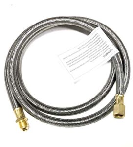 6ft stainless steel braided propane hose extension assembly with 3/8" female x 3/8" male flare for gas grill, rv fire pit