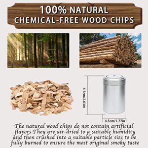 HOHXFYP Wood Chips for Smoker, 4 pcs Natural Wood Chips for Smoking Gun and Grill, Great for Whisky Cocktail Smoker Beef Pork Chicken Fish(Apple, Cherry, Oak, Pecan)