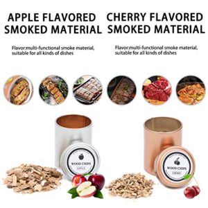 HOHXFYP Wood Chips for Smoker, 4 pcs Natural Wood Chips for Smoking Gun and Grill, Great for Whisky Cocktail Smoker Beef Pork Chicken Fish(Apple, Cherry, Oak, Pecan)