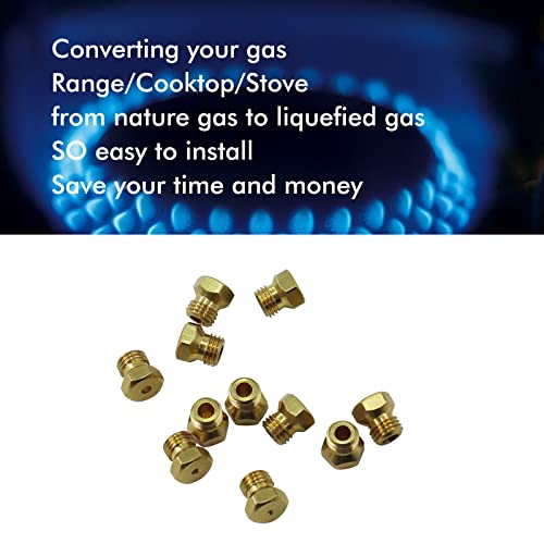 MCAMPAS Range Stove Oven Orifice Conversion Kit Propane Lp Natural Gas Brass Jet Burner Nozzle Replacement Parts M6x0.75 mm Gas Spray Tip 0.3/0.4/0/7/0.8/0.9/1.0/1.1/1.2/1.5/1.7/1.9mm Total 36PCS