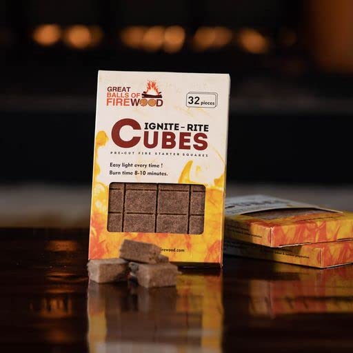 GBOF Ignite-Rite Cubes - Pre-Cut Fire Starter Cubes - 1 Box of 32 Pieces