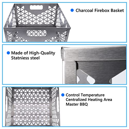 Foedo 12 Inch Charcoal Firebox Basket for Oklahoma Joe's Offset Smoker, Grill Accessories for Long and Efficient Smoking, 12" x 12" x 7.5 "Fire Basket for Oklahoma Joes Highland (Stainless Steel)