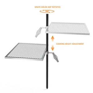 only fire Swivel Campfire Grill Adjustable Open Fire Grill Grate, Mesh Cooking Grate for Fire Pit Grilling, Outdoor Camping, Hiking