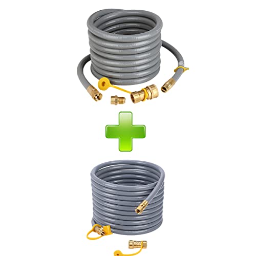 GASLAND 24 Feet Natural Gas Grill Hose with 3/8 Male Flare Quick Connect/Disconnect Fittings, Come with 24 FT 1/2 Inch Natural Gas Quick Connect Hose with 3/8" Female Flare Fitting by 1/2" Male Adapte