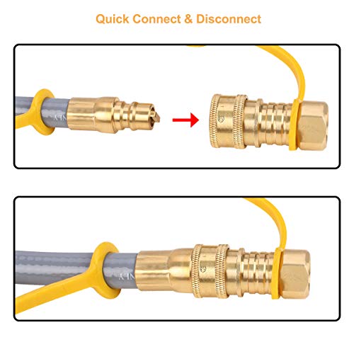 GASLAND 24 Feet Natural Gas Grill Hose with 3/8 Male Flare Quick Connect/Disconnect Fittings, Come with 24 FT 1/2 Inch Natural Gas Quick Connect Hose with 3/8" Female Flare Fitting by 1/2" Male Adapte