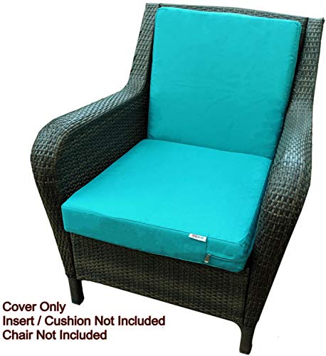 QQbed 6 Pack Outdoor Patio Chair Waterproof Cushion Pillow Seat Duvet Covers 25"X25"X5" - Replacement Cases Only (Peacock Blue, 25"X25"X5" 6 Packs)