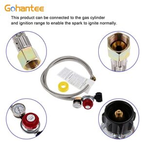 gohantee 5 Foot 0-30 PSI High Pressure Adjustable Propane Regulator with Gauge Hose & Yellow Gas Line Thread Tape for Burner and Forge