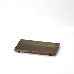 Japanese Tabletop BBQ Charcoal Grill Shichirin Konro, with Metal Grate and Wood Base, Rectangular, Made in Japan, 12 x 5.8"