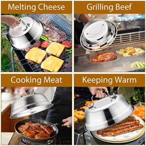 Cheese Melting Dome & Burger Press Kit, Joyfair 9 inch Basting Cover with Cast Iron Grill Press for Outdoor Griddle BBQ, Flat Top Teppanyaki Grilling & Steaming Heavy Duty & Dishwasher Safe