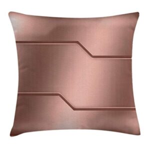 ambesonne industrial throw pillow cushion cover, realistic looking steel surface digital print plate image technology inspired design, decorative square accent pillow case, 16" x 16", rose gold