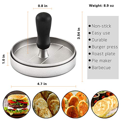 Uniyou Burger Press Hamburger Press Patty Maker Non-stick Aluminum Burger Press Patty Maker Mold with 100 Wax Papers for Barbecue Grill Stuffed Cheeseburger Burger Stuffer Beef