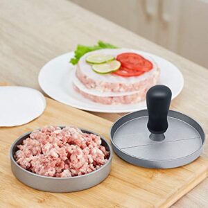 Uniyou Burger Press Hamburger Press Patty Maker Non-stick Aluminum Burger Press Patty Maker Mold with 100 Wax Papers for Barbecue Grill Stuffed Cheeseburger Burger Stuffer Beef