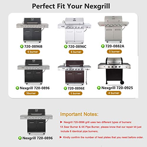 Grill Replacement Part For Nexgrill 720-0896B 720-0882A 720-0896 720-0925 720-0896C 720-0896E Gas Grill, 6-Pack Heat Plates Tent Shields Ignitors Grill Burner For Nexgrill 6 Burner 720-0896B