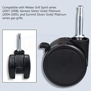 Caster Wheel Gas Grills/Stem Style Locking Swivel Caster 6414 for Weber, Genesis, Summit, Silver, Spirit Gas Grills, Includes Caster Insert (2 5/16" in Diameter) (2)